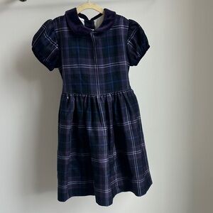 Papo d'Anjo Navy and Purple Plaid Dress 8 wool